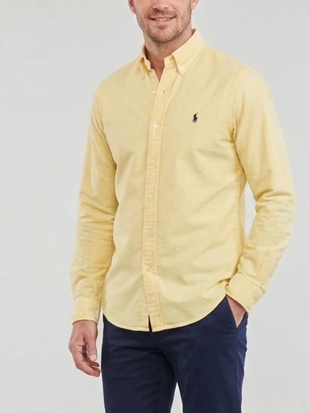 Polo Ralph Lauren Cotton Yellow Slim Fit Button-Down Oxford Dress Shirt Sz Large